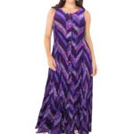 PURPLE Print Button Front Everywhere Crinkle Dress Size 16 - 38