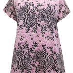 PINK Pure Cotton Animal Print Lounge Top Size 12 - 26