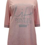 PINK Pure Cotton 3/4 Sleeve Metallic Trim Top Size 24 - 28