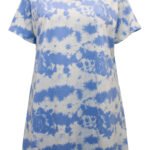 BLUE Pure Cotton Tie Dye Short Sleeve Top Size 16 - 32