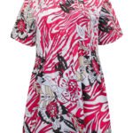 PINK Printed Notch Neck Woven Top Size 14 - 30