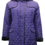 PURPLE Hooded Diamond Quilted Coat Size 22 - 26