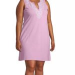 Lands'End PINK Pure Cotton Sleeveless Embroidered Dress Size 14 - 18