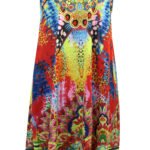 YELLOW Sleeveless Printed Rhinestone Embellished Beach Dress Size 18 - 26