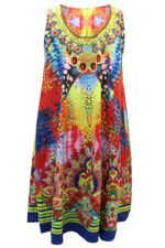 YELLOW Sleeveless Printed Rhinestone Embellished Beach Dress Size 18 - 26