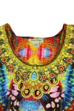 YELLOW Sleeveless Printed Rhinestone Embellished Beach Dress Size 18 - 26 - Image 3