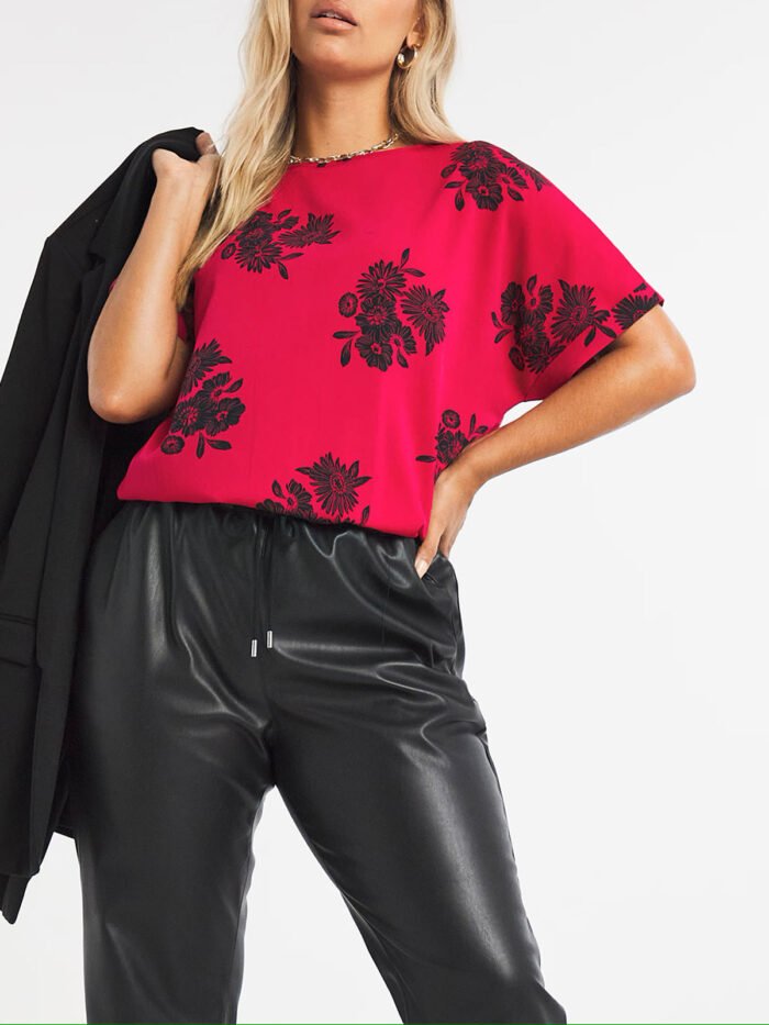 PINK Floral Print Longline Boxy Top Size 10 - 26 - Image 2