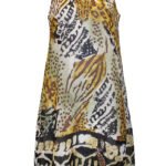 WHITE Sleeveless Embellished Animal Print Dress Size 12 -22