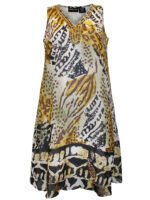 WHITE Sleeveless Embellished Animal Print Dress Size 12 -22