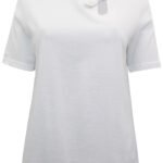 WHITE Pure Cotton Keyhole Detail T-Shirt Size 14 - 24