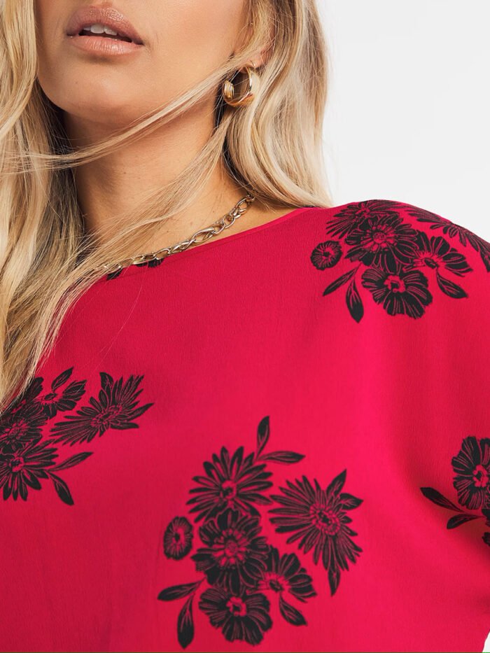 PINK Floral Print Longline Boxy Top Size 10 - 26 - Image 3