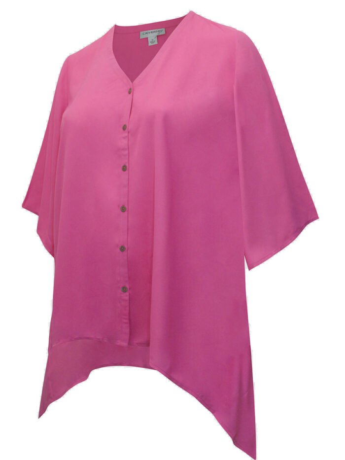 PINK Hanky Hem Button Front Fresh Angle Blouse Size 20 - 38 - Image 1