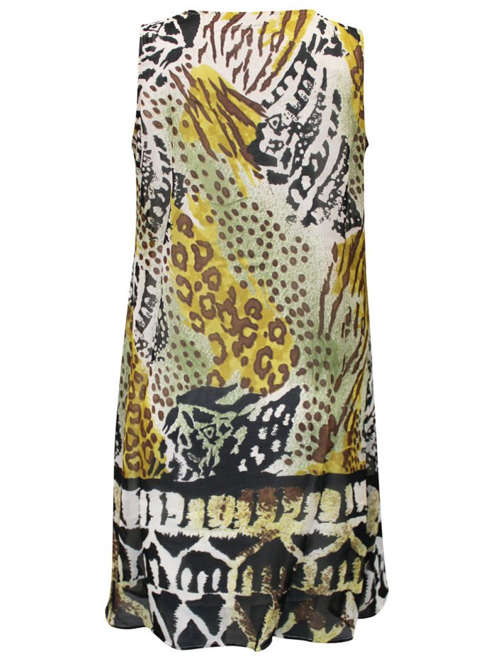 WHITE Sleeveless Embellished Animal Print Dress Size 12 -22 - Image 3