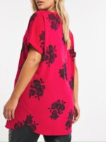 PINK Floral Print Longline Boxy Top Size 10 - 26 - Image 4