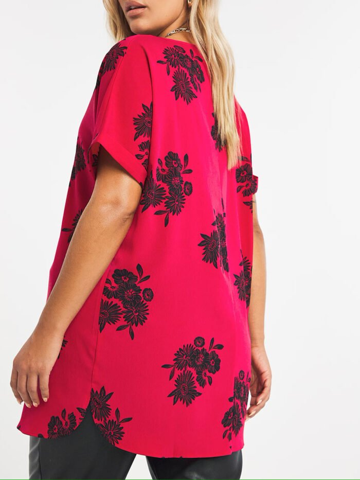 PINK Floral Print Longline Boxy Top Size 10 - 26 - Image 4