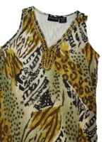 WHITE Sleeveless Embellished Animal Print Dress Size 12 -22 - Image 4