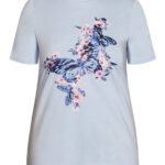 SKY-BLUE Pure Cotton Butterfly Print T-Shirt Size 16 - 32
