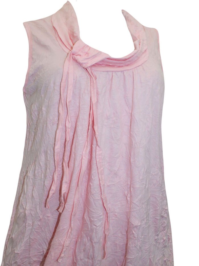 PINK Tie Cowl Neck Crushed Layering Tunic Vest Size 10 - 24 - Image 4