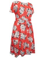 RED Floral Print Tie Belt Chiffon Georgette Dress Size 24 - 32 - Image 3