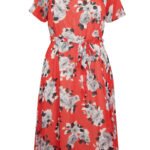 RED Floral Print Tie Belt Chiffon Georgette Dress Size 24 - 32