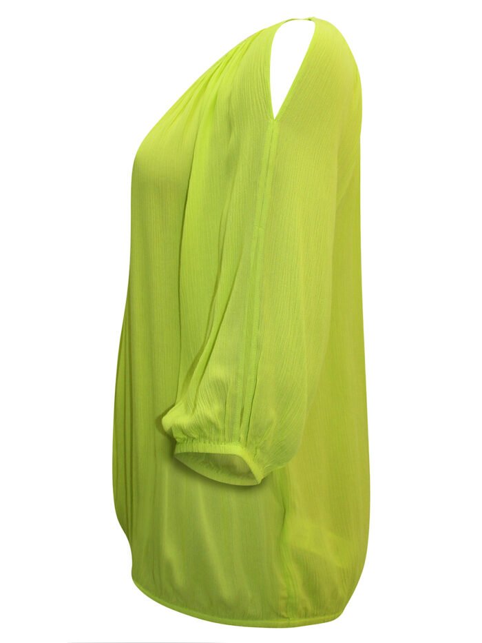 NEON-LIME Crinkle Peasant Bubble Hem Top Size 16 -24 - Image 3
