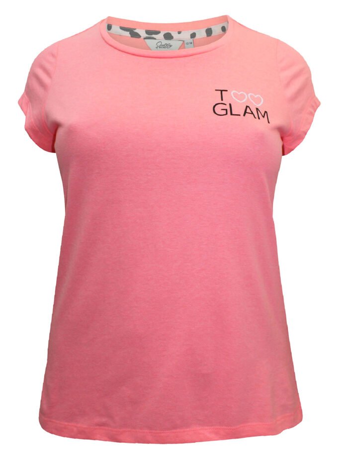 NEON-PINK Pure Cotton Slogan Short Sleeve Top Size 24 -34 - Image 1