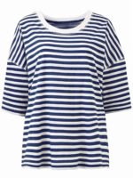 NAVY Pure Cotton Striped Cropped Top Size 12 - 34 - Image 2