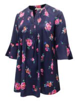 NAVY Rose Print Pintuck 3Q Sleeve Top Size 16 - 38 - Image 4