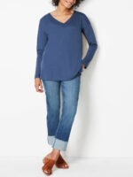 BLUE Supima Cotton Long Sleeve Tunic Size 10 - 22 - Image 2