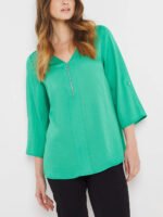GREEN Bubble Satin Zip Blouse Size 22 - 26