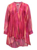 PINK Burst Ikat Texture Beaded Beauty Asymmetrical Tunic Size 16 - 40 - Image 2