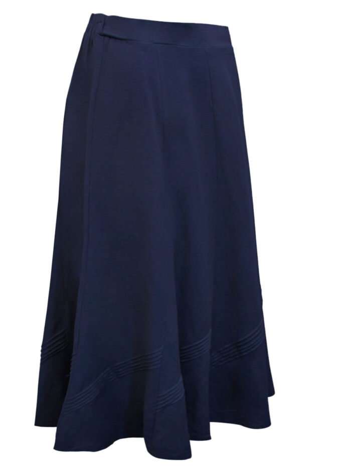 NAVY Linen Blend Pintuck Detail Skirt Size 14 - 32 - Image 2