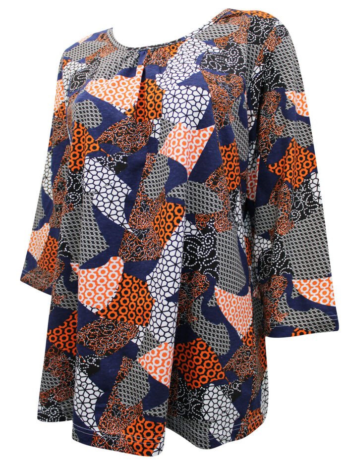 NAVY Pure Cotton Printed Short Sleeve Top Size 16 - 28 - Image 2