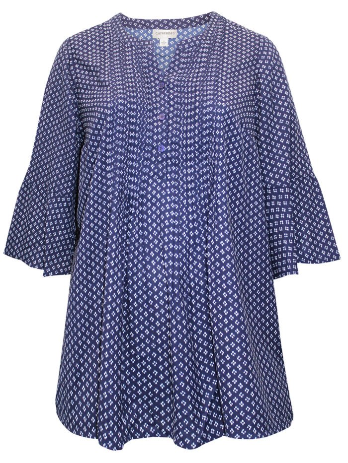 NAVY Geo Print Half Button Pleated Blouse Size 20 - 40 - Image 2