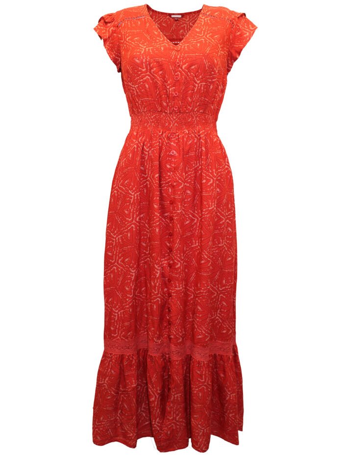 RED Printed BoHo Cham Lace Maxi Dress Size 14 - 32 - Image 2