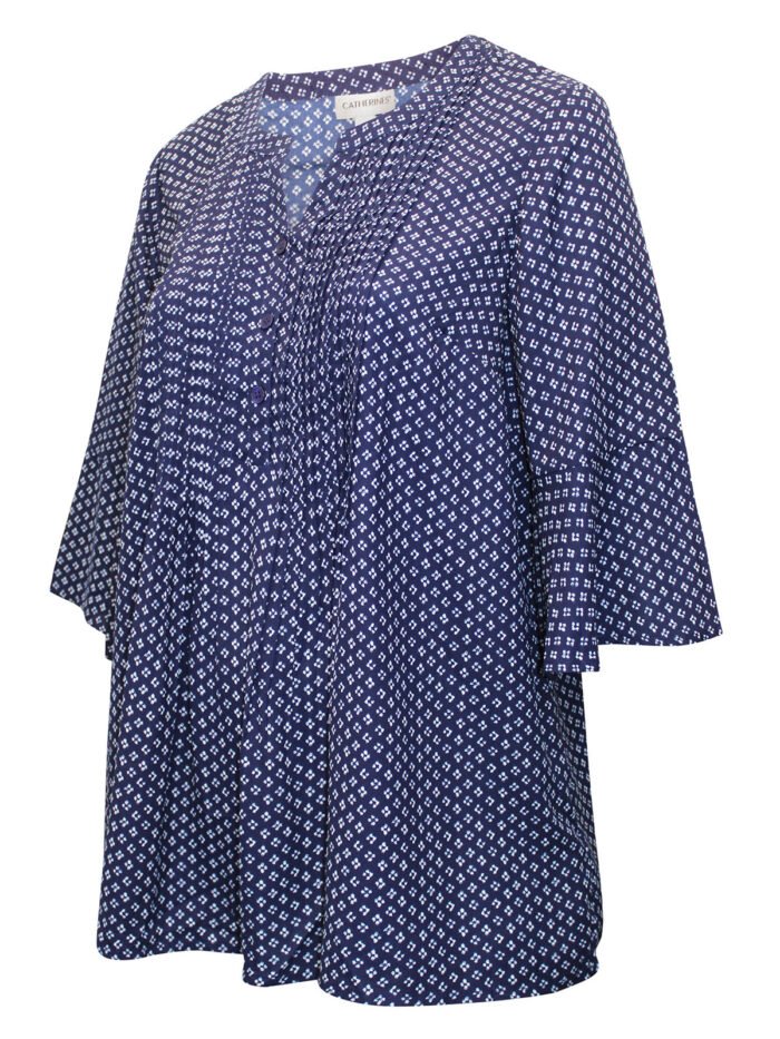 NAVY Geo Print Half Button Pleated Blouse Size 20 - 40 - Image 6