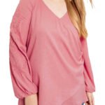 PINK Embroidered Sleeve Woven Wrap Top Size 18 - 32