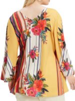 MULTI Tropical Stripe Mock Wrap Kimono Top Size 14 -34 - Image 4
