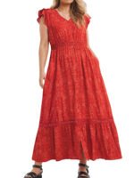 RED Printed BoHo Cham Lace Maxi Dress Size 14 - 32 - Image 5