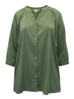 OLIVE GREEN Bracelet Sleeve Light & Airy Y-Neck Blouse Size 16 - 40 - Image 2