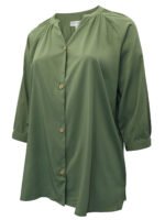 OLIVE GREEN Bracelet Sleeve Light & Airy Y-Neck Blouse Size 16 - 40 - Image 3
