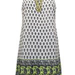 IVORY Sleeveless Border Print Embellished Shift Dress Size 12 - 22
