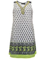 IVORY Sleeveless Border Print Embellished Shift Dress Size 12 - 22