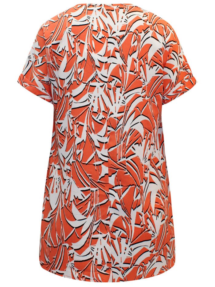 ORANGE Tropical Short Sleeve Longline Boxy Top Size 16 - 30 - Image 3