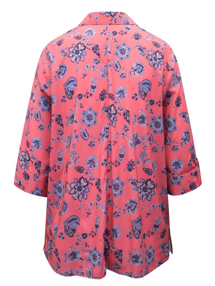 PINK Floral Print 3Q Sleeve Opaque Crepe Timeless Blouse Size 20 - 30 - Image 6