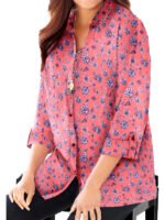 PINK Floral Print 3Q Sleeve Opaque Crepe Timeless Blouse Size 20 - 30 - Image 5