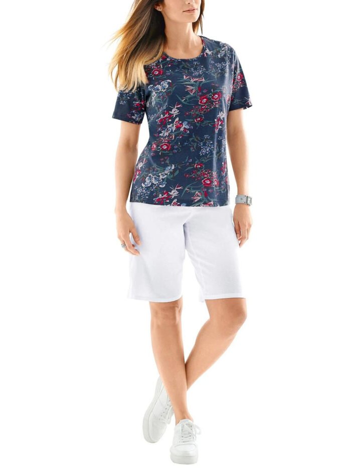 NAVY Pure Cotton Floral Print Short Sleeve Top Size 14 - 28 - Image 6
