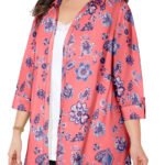 PINK Floral Print 3Q Sleeve Opaque Crepe Timeless Blouse Size 20 - 30