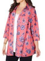 PINK Floral Print 3Q Sleeve Opaque Crepe Timeless Blouse Size 20 - 30