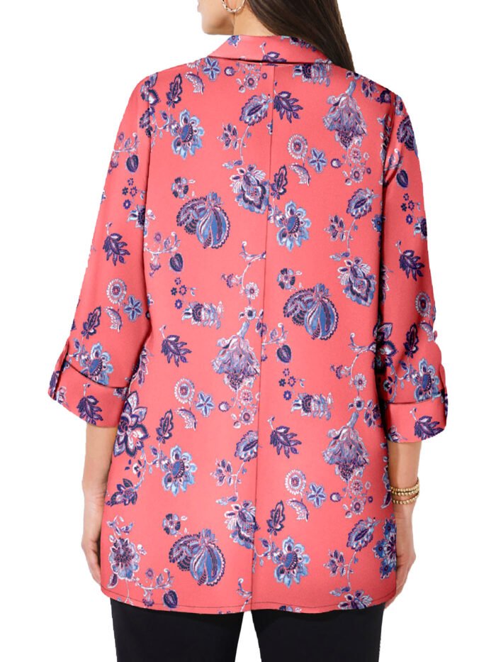 PINK Floral Print 3Q Sleeve Opaque Crepe Timeless Blouse Size 20 - 30 - Image 3